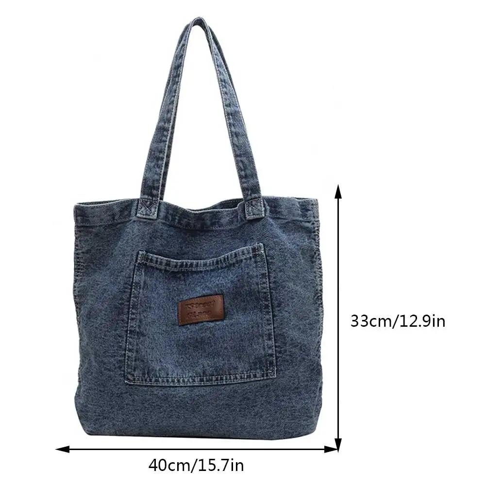 Women Shoulder Bag Luxury Designer Denim Handbag Fashionalbe Clutch Bag Vintage Simple Female Commuter Handbag for Office Travel