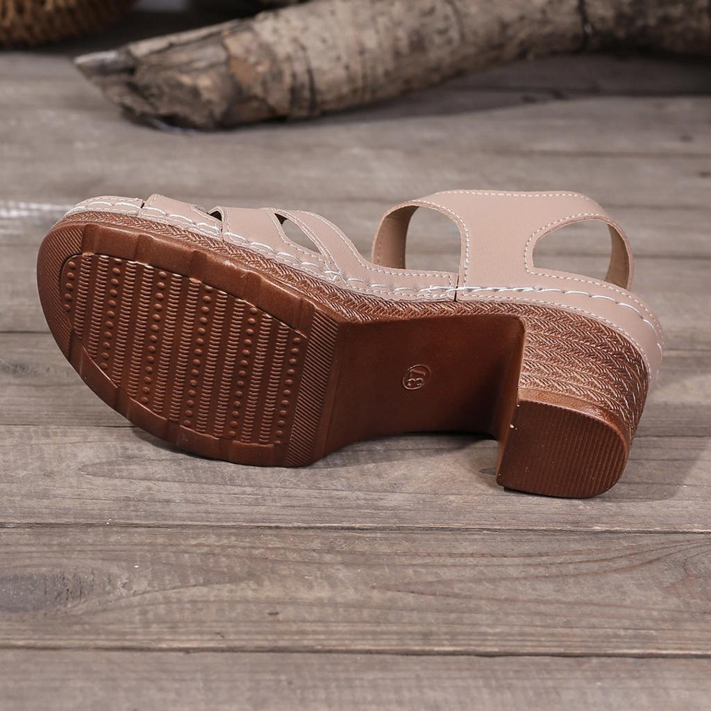 Women'S Temperament Sandals Casual Fashion Summer Korean Toe Chunky Heel Strappy High Heeled Sandal For Women Comfortable Shoes