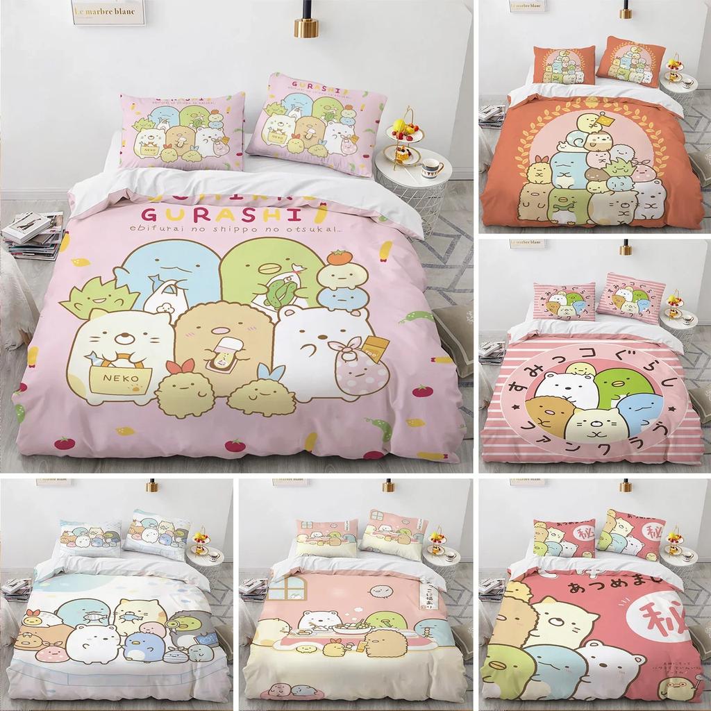 3D Printed Cartoon Sumikko Gurashi Comfortable Duvet Quilt Cover Pillowcase Bedding Set Children Bedroom Decoration Home Textile