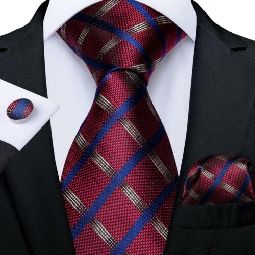 Dibangu Mens Silk Necktie Set Striped Paisley Solid Tie Pocket Square Cufflinks