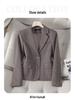 Damen Khaki Wollblazer: Petite Slim Fit, Retro-Stil, Frühling/Herbst 2025
