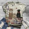 Women Summer Short Sleeve T-Shirt 3D Cat Printed O Neck Tops Digital Femme T Shirt