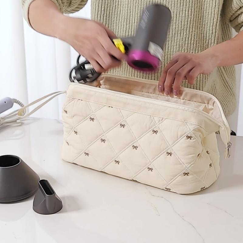 Large Capacity Hair Dryer & Curling Iron Organizer Hairdressing Tools Organizer Bag with Multiple Compartment and Zipper Closure