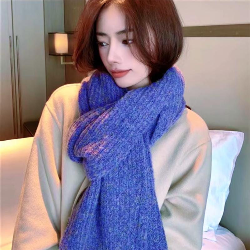 New Style Wool Knitted Scarf for Women Winter New Ins Korean Fashion Versatile Warm Scarf Skin Friendly and Soft