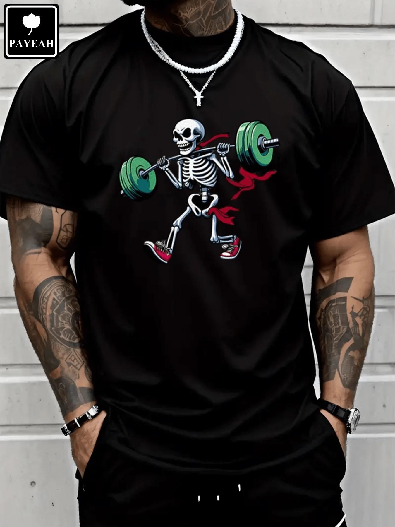 

Interesting Design Skull Fitness Weightlifting Printed Unissex T-Shirt M