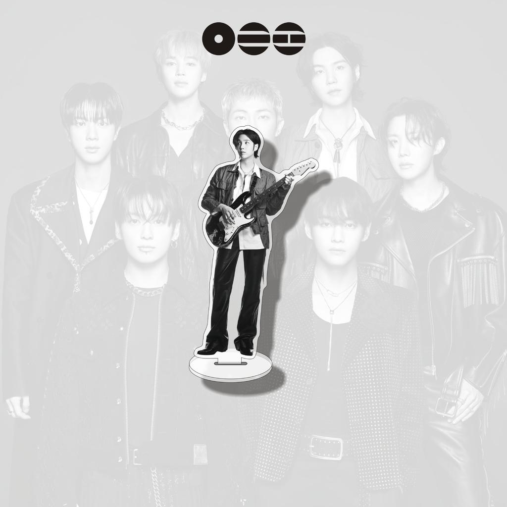 BTS World Tour Acrylic Standee, Black & White Rock Style Member & Group Figure Display Stand, Kpop ARMY Fans Desk Decor