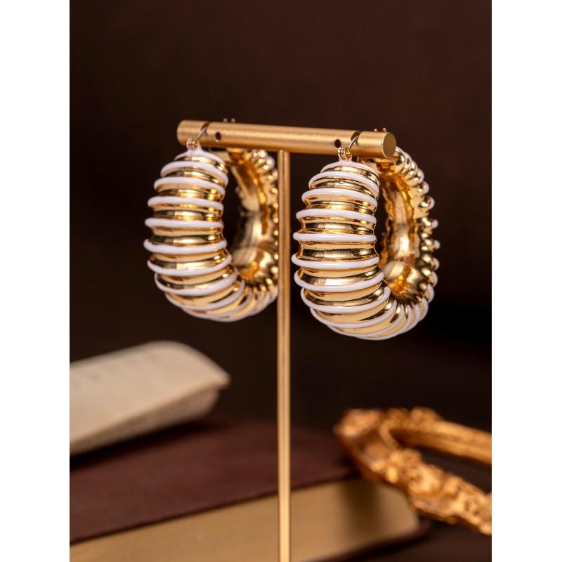 Vintage Enamel Threaded Steel Needle Earrings Unique Personality Geometric Line Sense Female