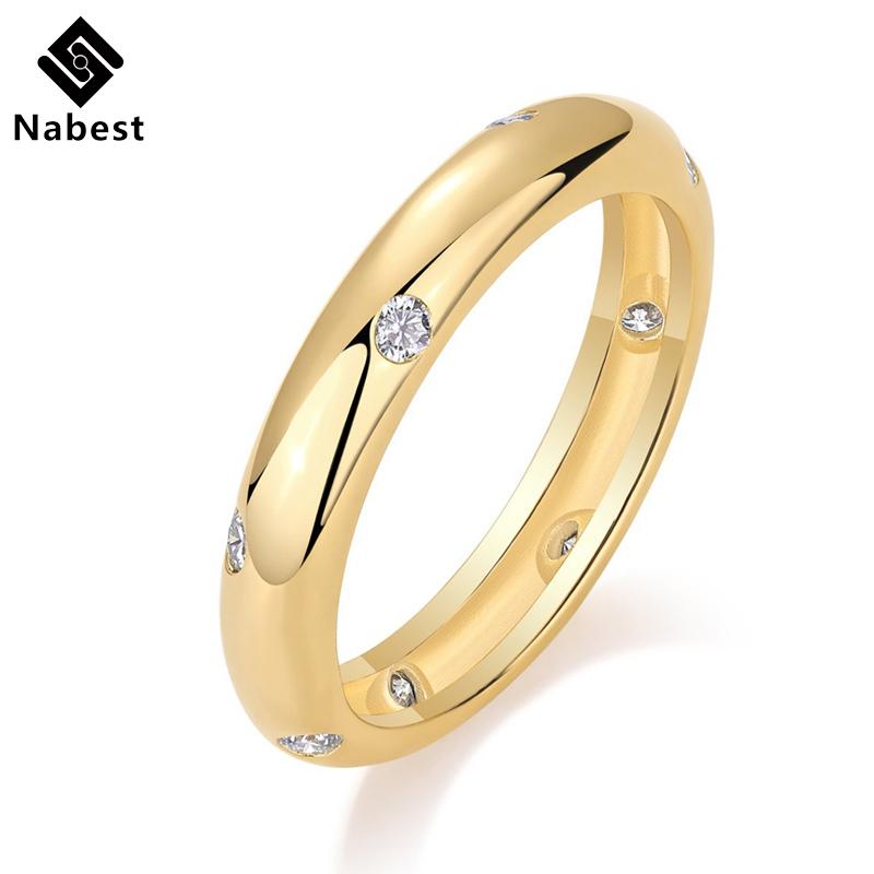Nabest Gold Plated   CopperEngagement Wedding Rings GRA Certificate VVS D Color Moissanite Women Lab Diamond Ring
