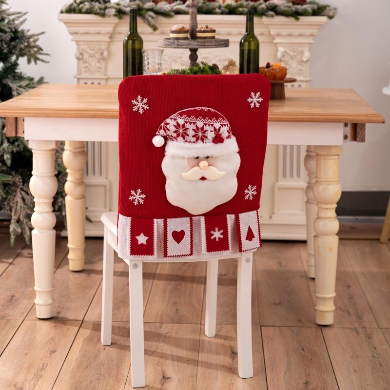 Christmas Themed Elastics Chair Cover Realistic Christmas Designs for Family Gatherings