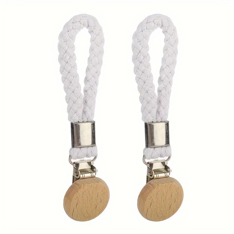 2PC Wood Durable Towel Clip Home Decoration Hook Bathroom Cotton Rope Multi-Function Hanger Rural Style 11.5x3cm