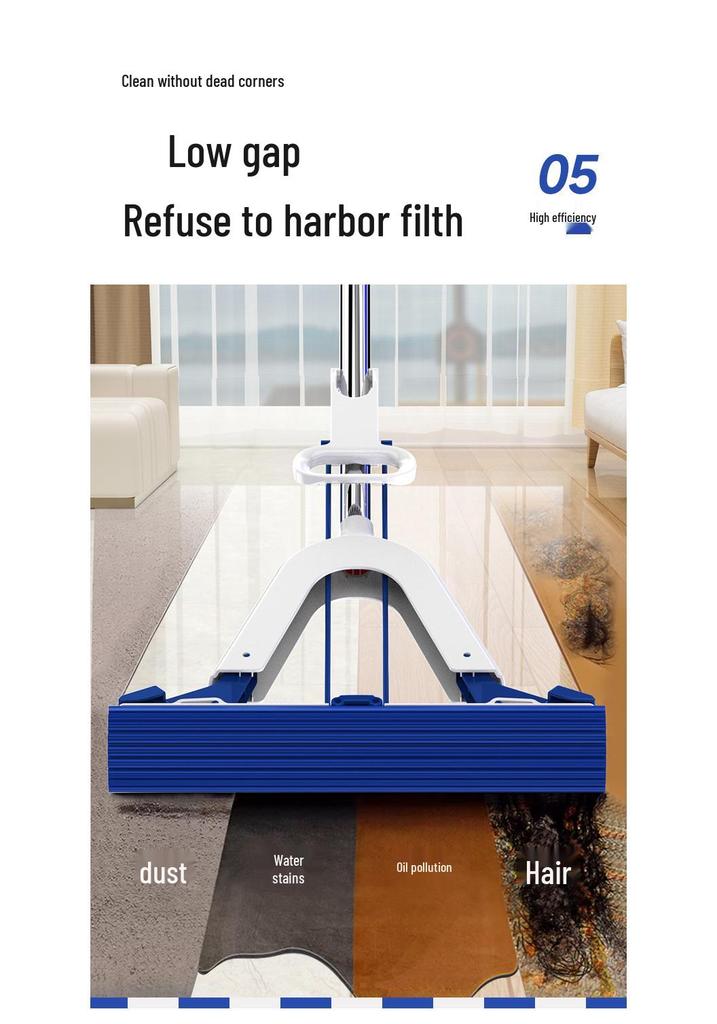 Sponge Mop: Foldable, Hand-Free Cotton Mop for Easy Water Absorption