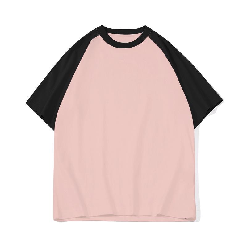 Unisex Pure Cotton Color Block Drop Shoulder T-shirt with Horn Sleeves and Round Neck