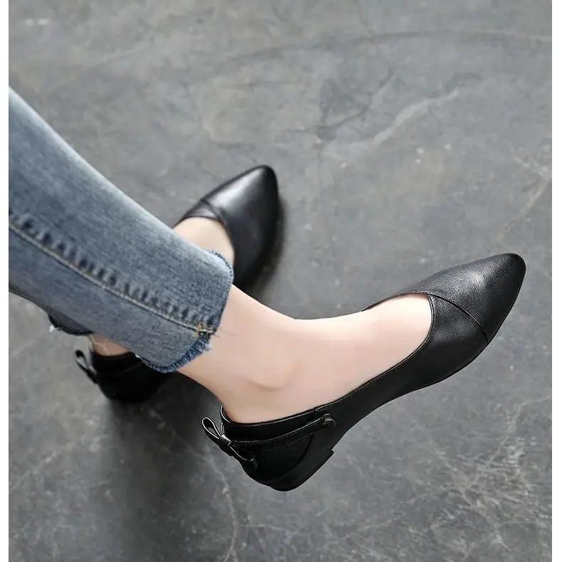 Fashion Shoes for Women White Black Pointed Toe Woman Flats Low Heel Elegant Price Spring with Discount Quick Delivery Vacation Non Slip