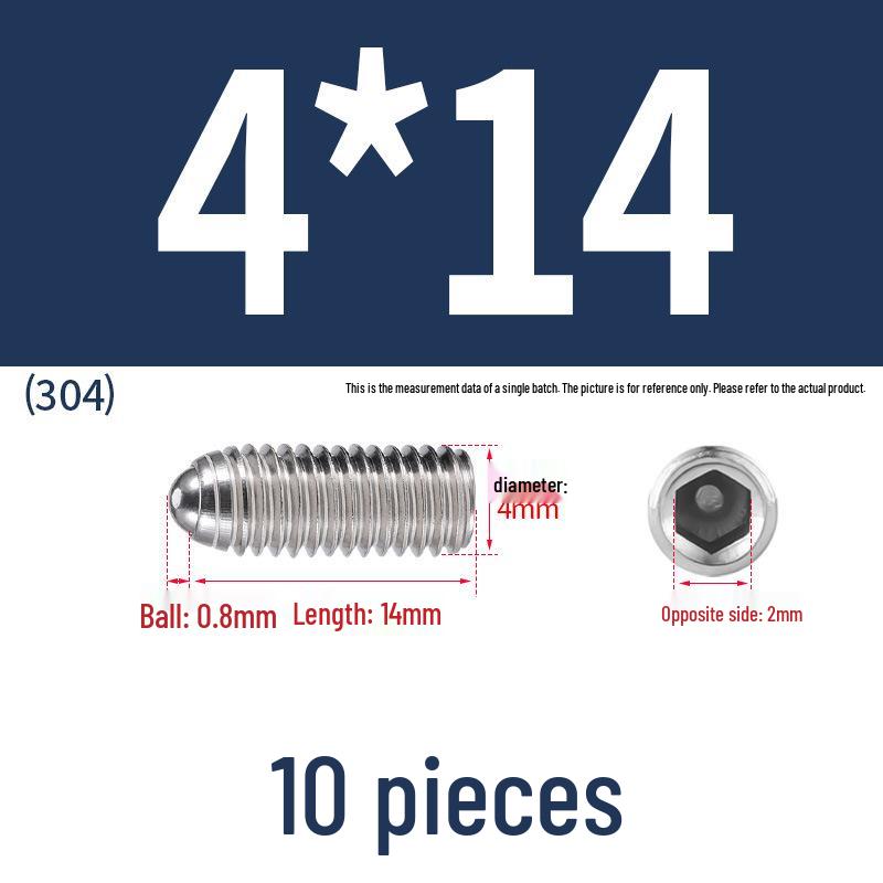 Stainless Steel Ball Plunger Set: M2.5-M16 Ball Screw Positioning Spring Plunger