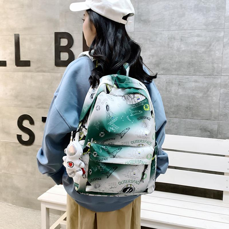 2025 New Backpack Korean Version Fashion Printed Cartoon Backpack Large Capacity High School Student Schoolbag Tide