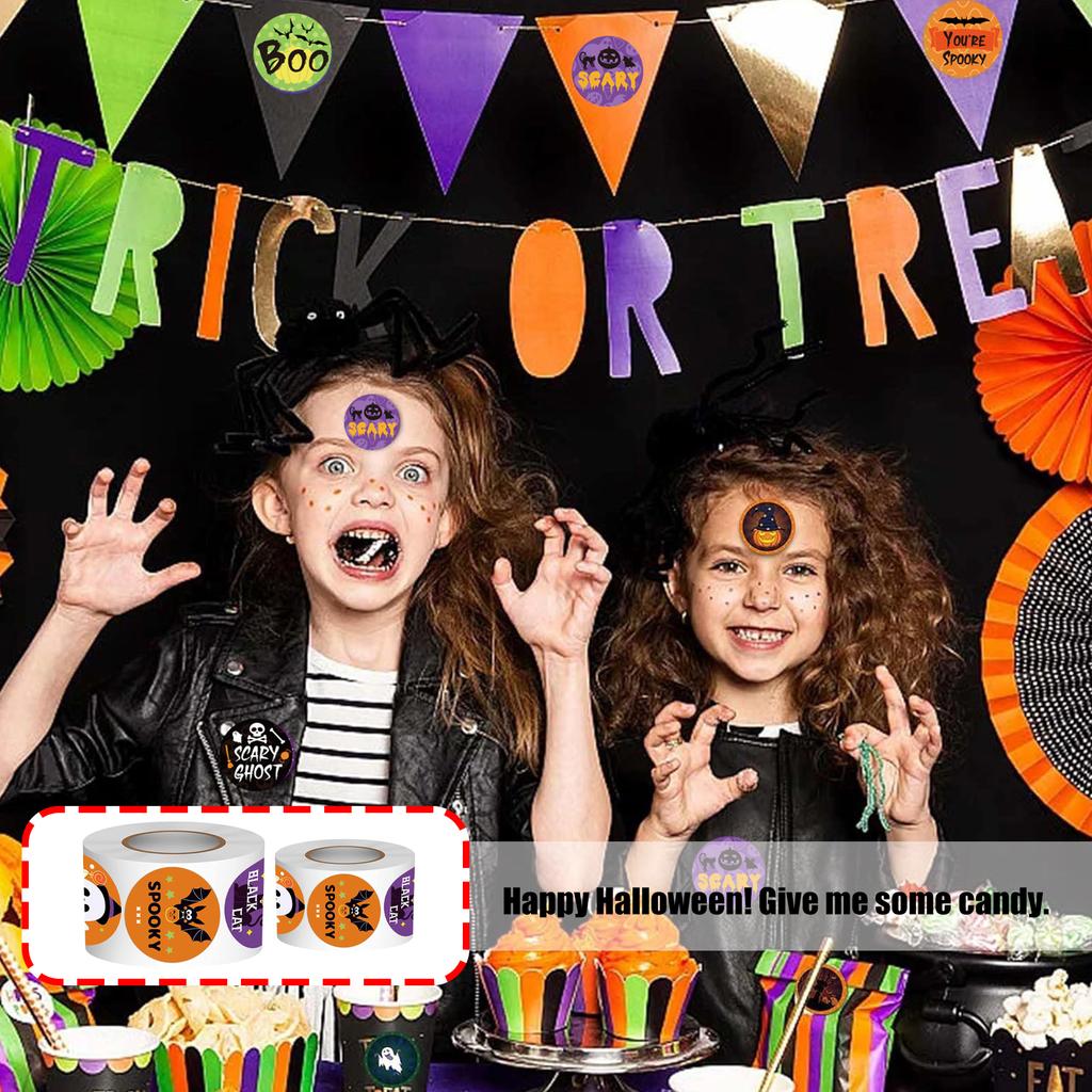 500Pcs/Roll Halloween Candy Bag Sticker Decorative Closures Seal Label Envelope Paster With Strong Adhesive Backing