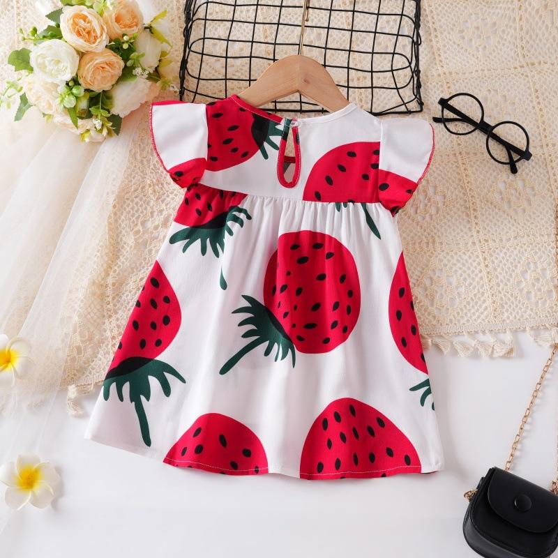 Children's Strawberry Dress: Summer Printed Sweet Princess Dress for Girls