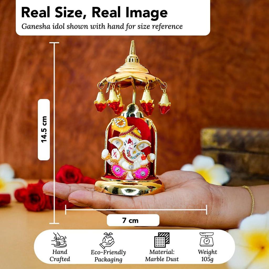 Ganesh-Figur mit Regenschirm fürs Auto-Armaturenbrett | Ganpati-Figur fürs Auto | Vinayak-Figur fürs Auto-Armaturenbrett, Dekoration für Zuhause | Ganapathi für Zuhause