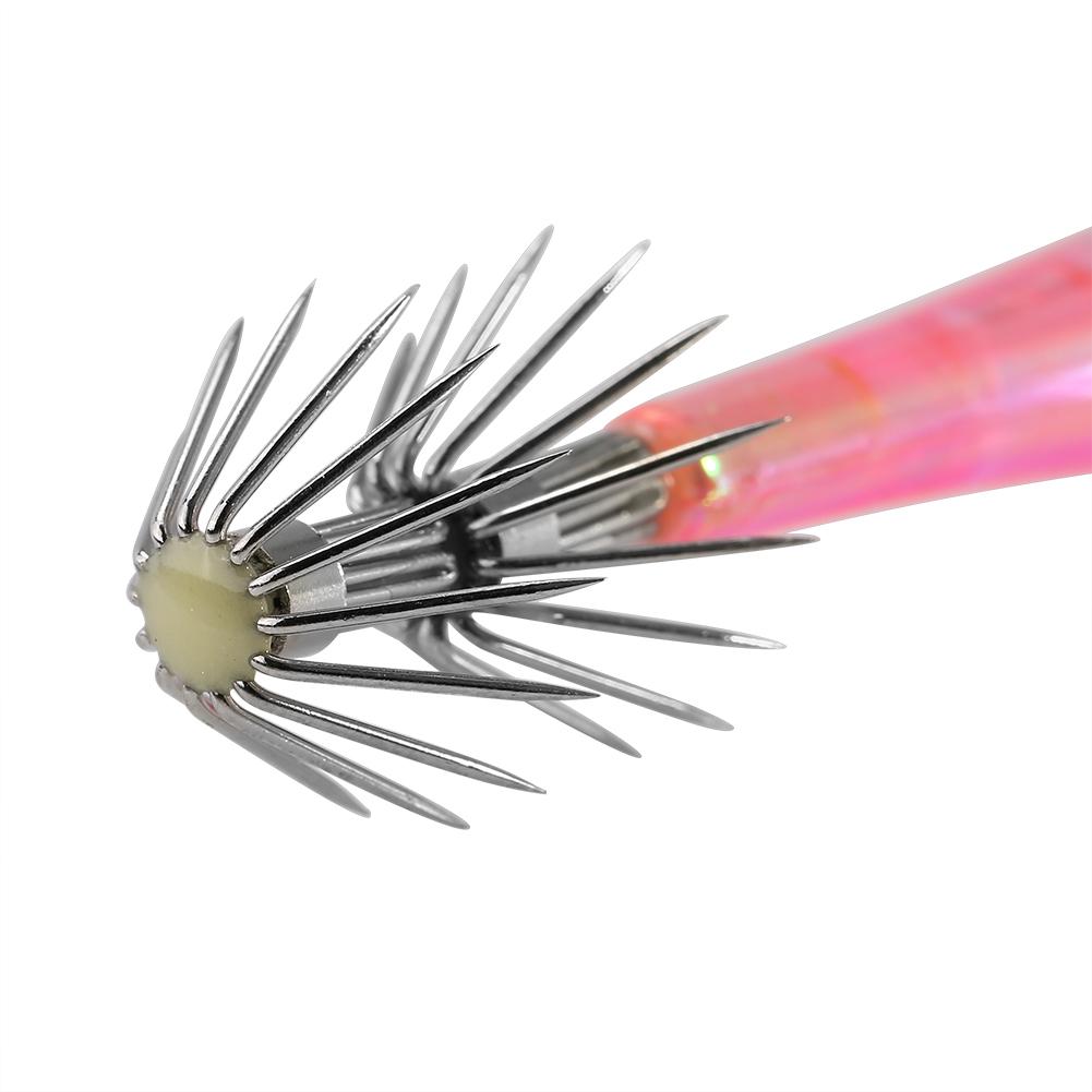 5pcs 9.5cm Plastic Hard Squid Fishing Lures With Double Hook (pink)