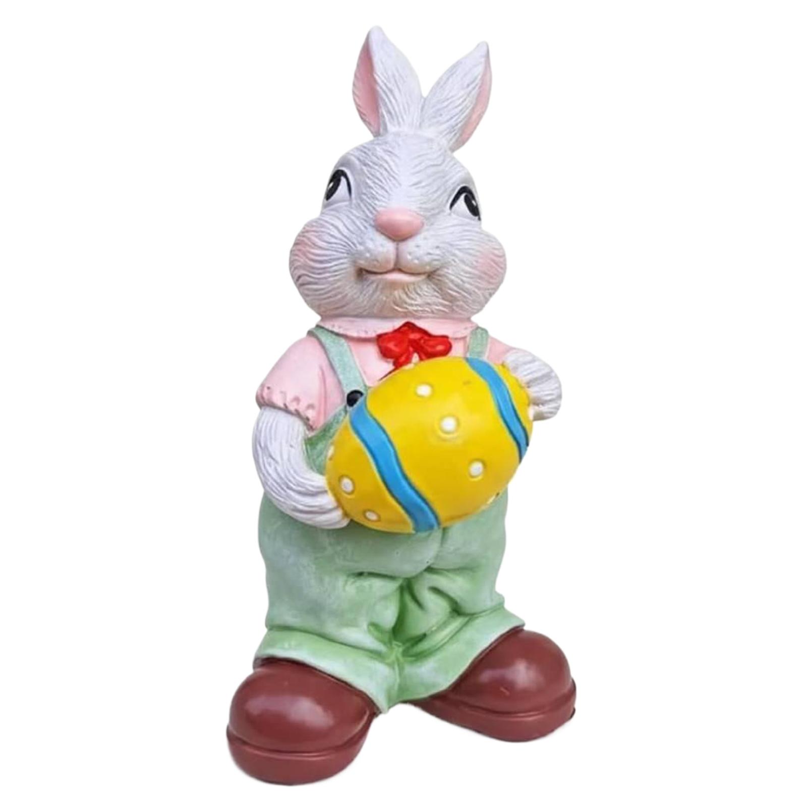 Easter Bunny Figurines Charming Handcrafted Resin Figurines Centerpiece Decoration for Table Home Kitchen
