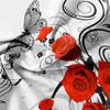 3pcs Red Rose Music Note Duvet Cover Set, Romantic Floral Butterfly Bedding, For Family Bedrooms Dormitories Hotels