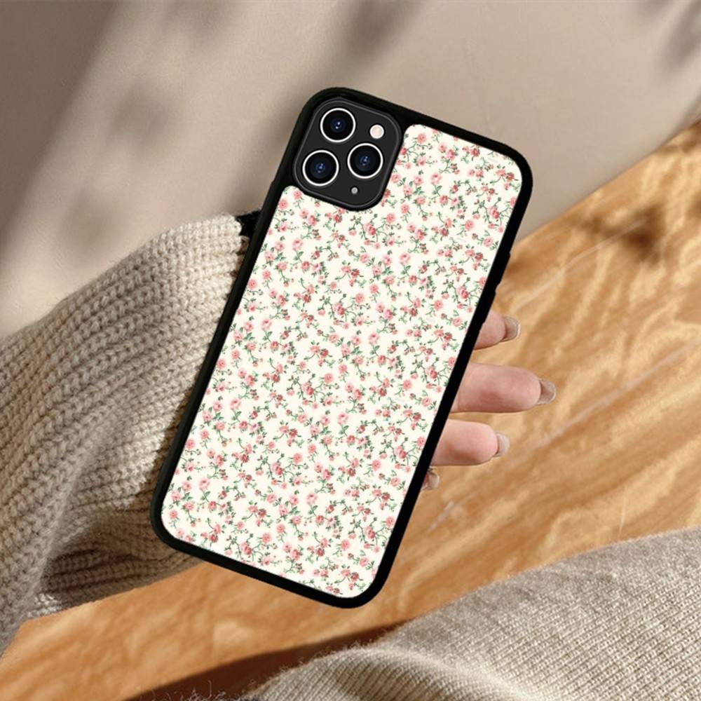 

Small Reddish Pink Flowers Phone Case Silicone PC+TPU For For IPhone 11 12 13 14 15 16 Plus Pro Max Cover iPhone 16 plus