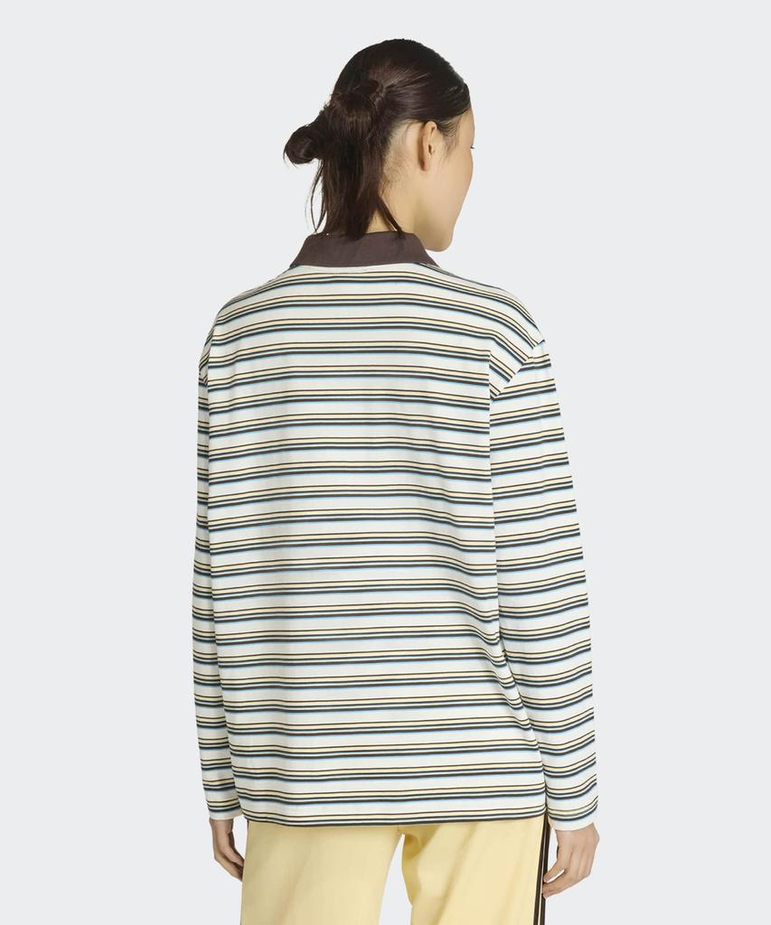 ADIDAS Striped Oversized Long Sleeve Polo Shirt - White / Ku6081