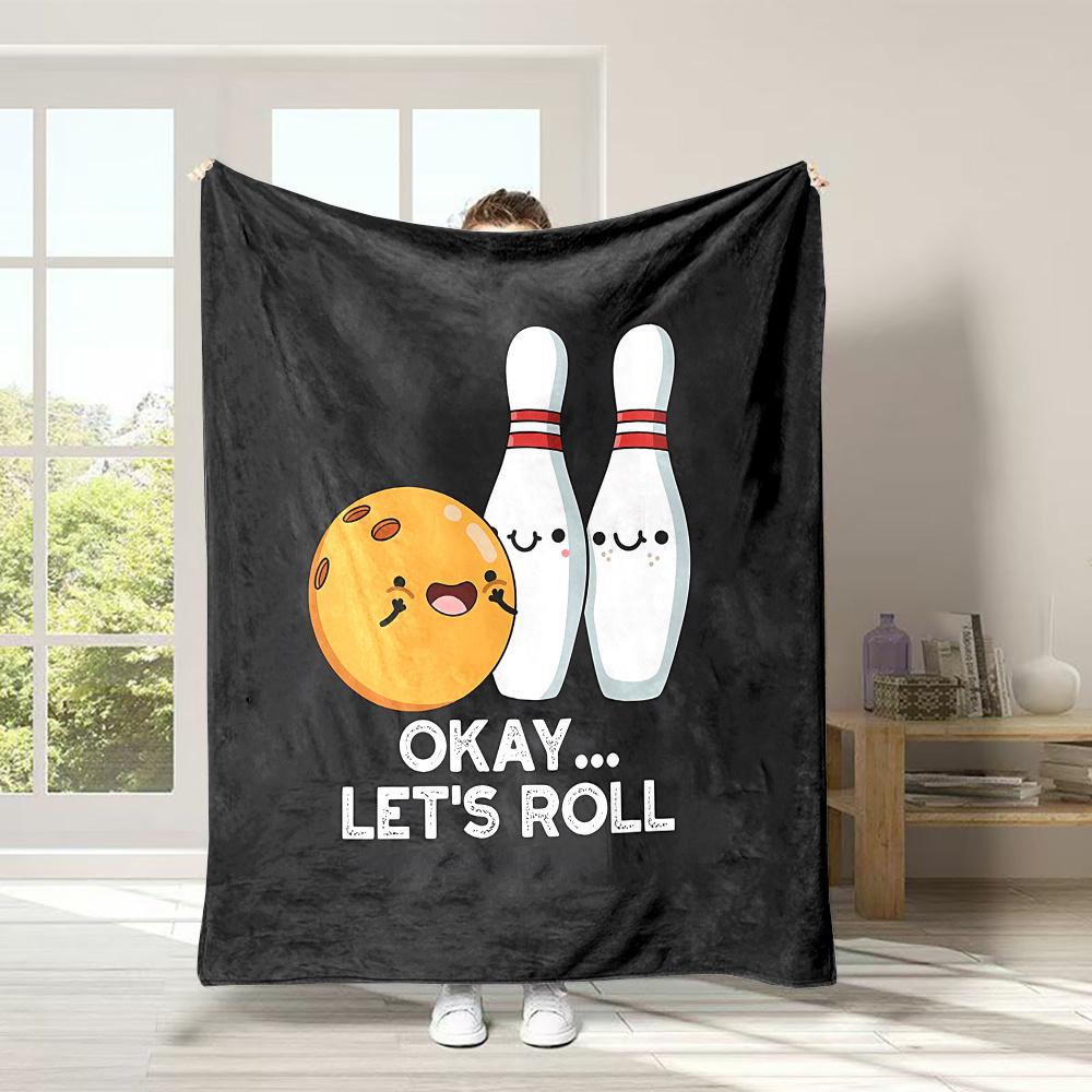 

Cartoon Bowling Flannel Throw Blanket Flannel printed blanket suitable for all seasons suitable for living office sofa travel 75x100cm (30x40inch)