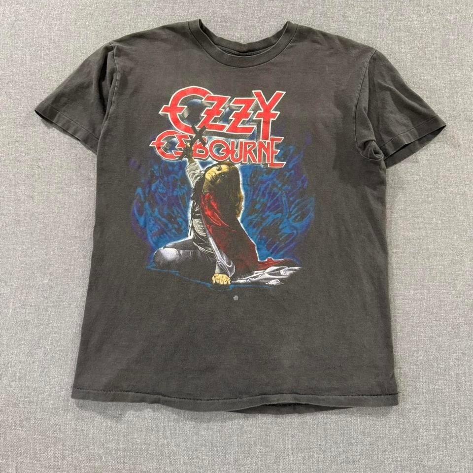 Vintage 1990 Ozzy Osbourne Blizzard of Oz Sun Faded Black Mens Large Unisex T-Shirt S