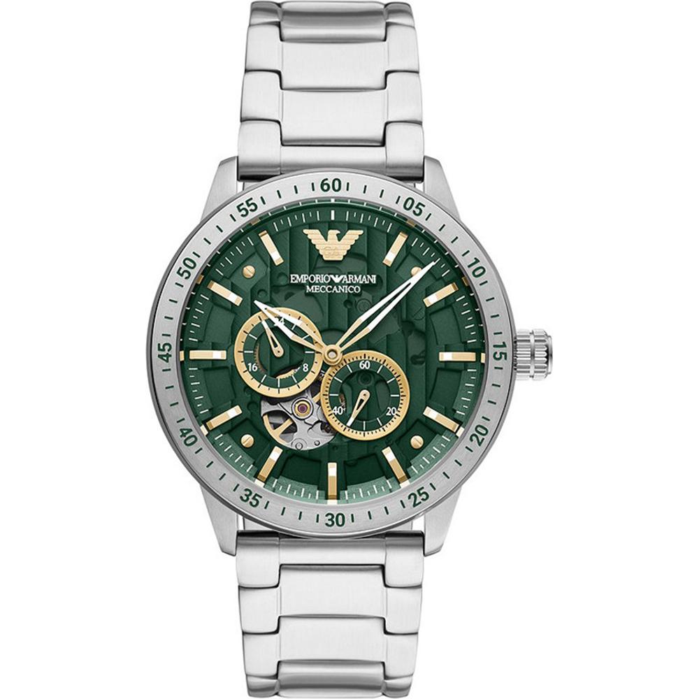 Emporio Armani Mario Green Silver Metal Men s Mechanical Automatic Watch AR60053 зелёный