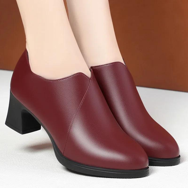 Spring and Autumn 2026 New Soft Leather and Soft Bottom Deep Mouth Women's Single Shoes Comfortable Women's Shoes