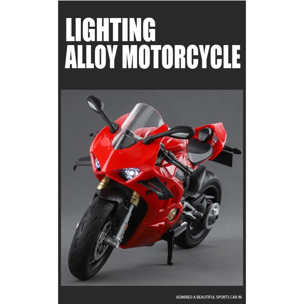 1/9 Panigale V4S Legierung Rennmotorrad Diecasts Metall Straßen-Sportmotorrad Modell Simulation mit Licht Kinderspielzeug Geschenk
