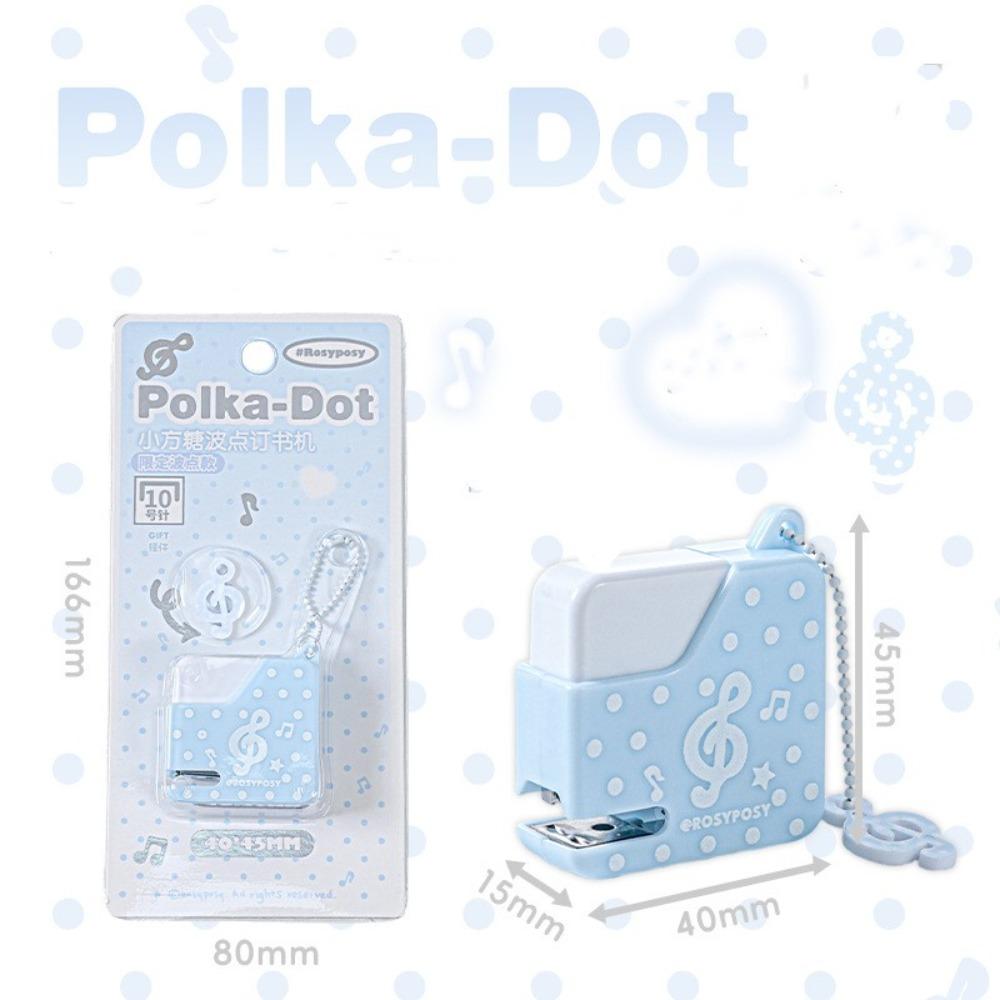 Polka Dot Paper Stapler With 40pcs No.10 Staples Manual Binding Tool Portable Bookbinding Machine синий