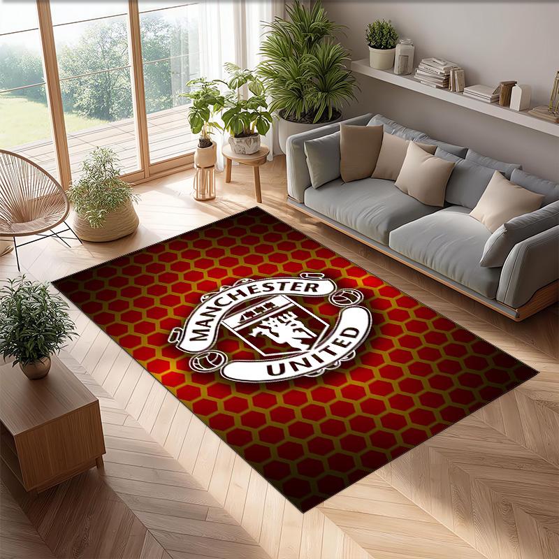 Manchester United Theme rug Soft Crystal Velvet Area Rug Non-Slip Floor Carpet for Living Room Bedroom Nursery