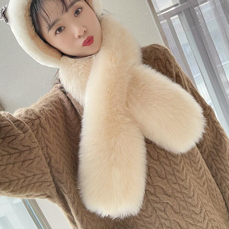 Neuer Kunstpelzkragen, luxuriöser, flauschiger Herbst-Winter-Schal, warmer Schal, Wickeltuch, grau-schwarzer Pelzbesatz, Streifen, Jacke, Pelzdekor, hohe Qualität