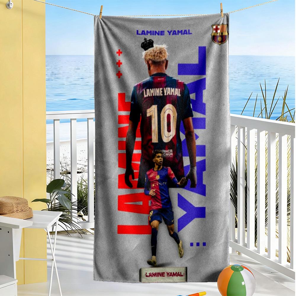 Lamine Yamal Barcelona Player Celebrates Victory Beach Towel Quick-Dry Soft Microfiber Comfortable Lightweight
