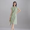 SOFSIL New Chinese Style Bamboo Leaf Embroidered Qipao Dress