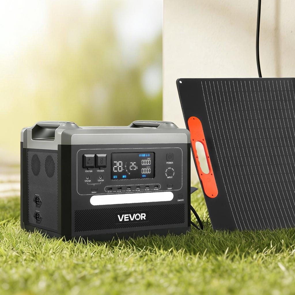 Portable Power Station, 2400W Portable Solar Generator with 200W Foldable Solar Panel, 2160Wh Expandable LiFePO4 Battery Backup with 10 Output Ports &