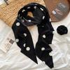 Cravat Rose Flower Scarf Wrap Polka Dot Scarves All-match Long Silk Scarf  Women
