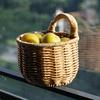 Woven Basket Storage Basket Flower Basket Artificial Rattan Hand Woven Basket for Kitchen Living Room