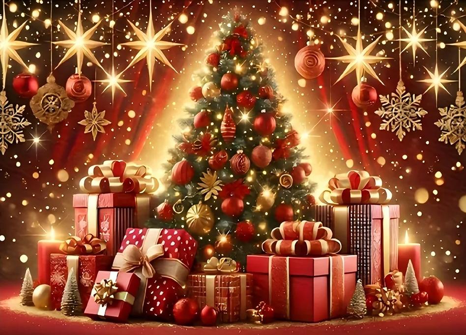 Christmas Party Decor Banner Background Christmas Tree Gift Family Party Birthday Photography Decoration Background Cloth