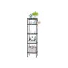 SONGMICS Bathroom Shelf, Metal Storage Rack, Total Load Capacity 100 kg, with 5 PP Sheets, Removable Hooks, 30 x 30 x 123.5 cm, Expandable Design