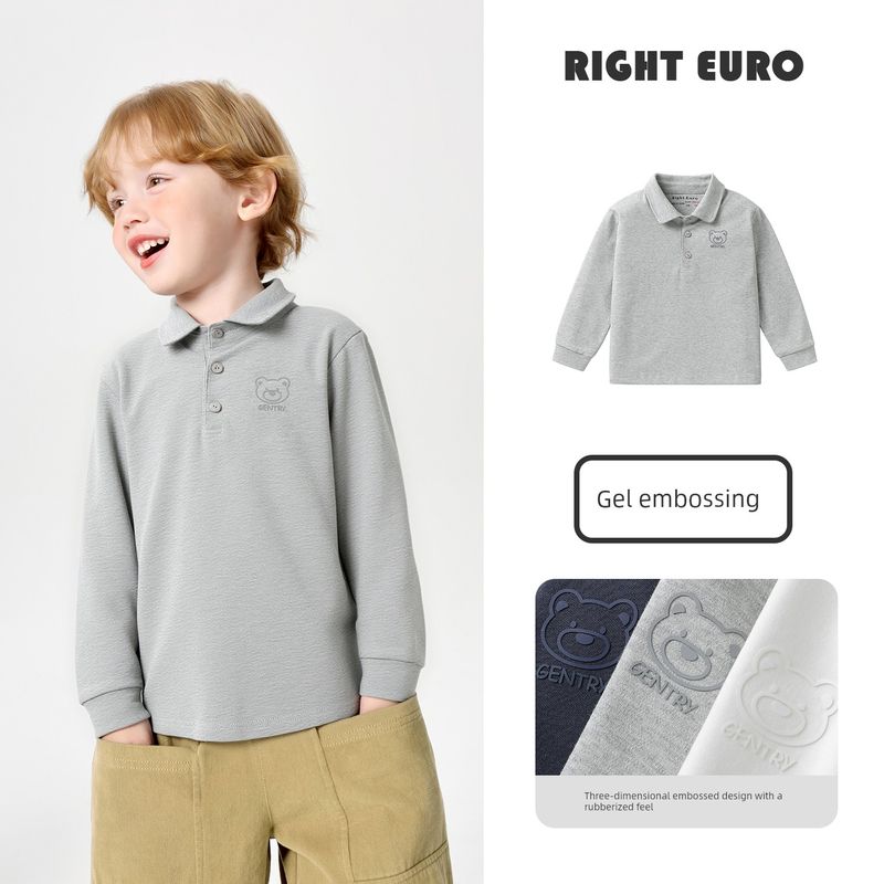 Right European Boys' Academy Style Long-Sleeved Polo Shirt 2026 Spring and Autumn New Children's Clothing Baby White Top