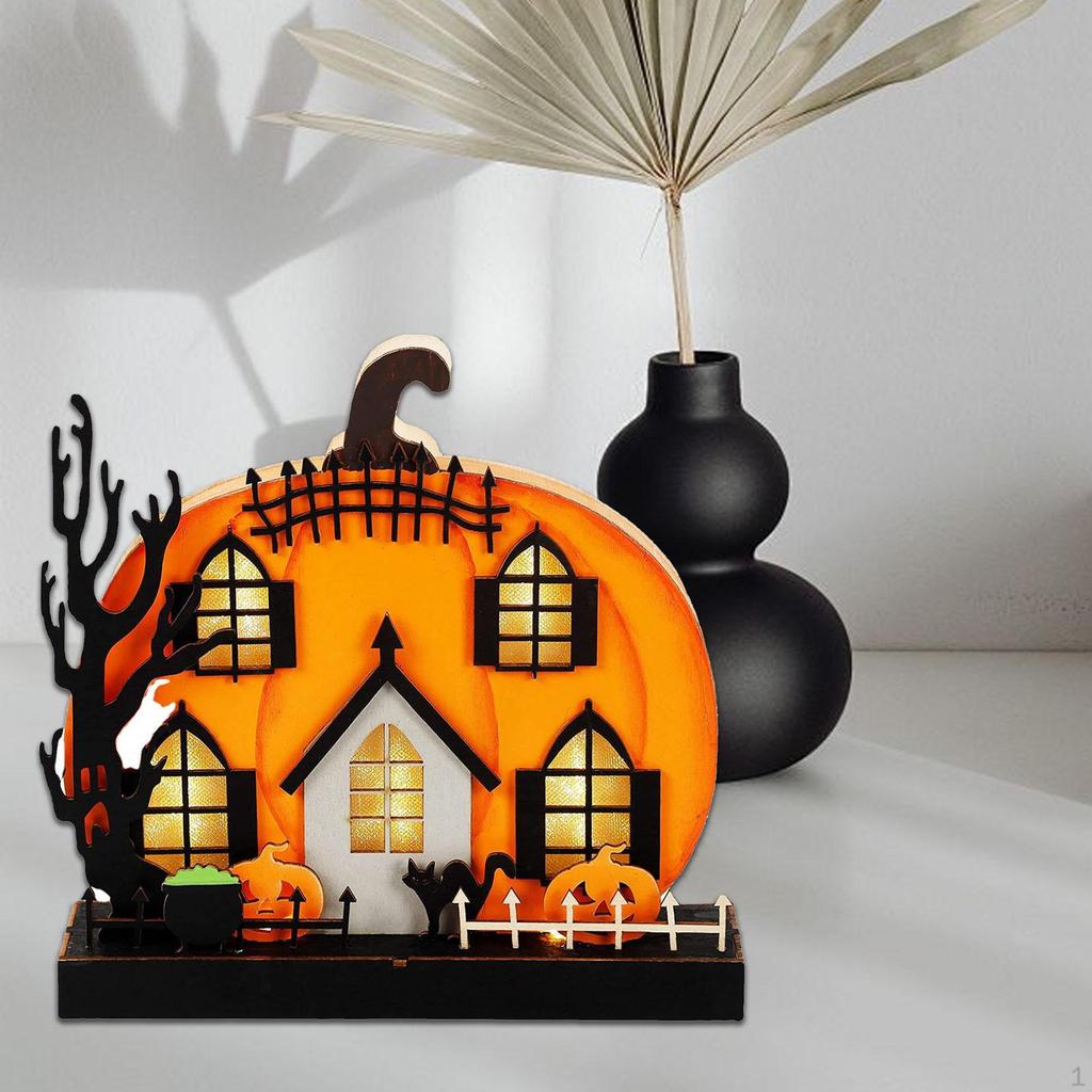 Halloween Led Pumpkin Ornament Decoration Handmade Sculpture for Centerpiece Coffee Table