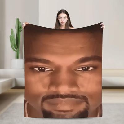 Kanye West Stretched Meme Warm Soft Blanket  Travel Plush Throw Blanket Novelty Bedroom Flannel Bedspread Sofa Bed Cover