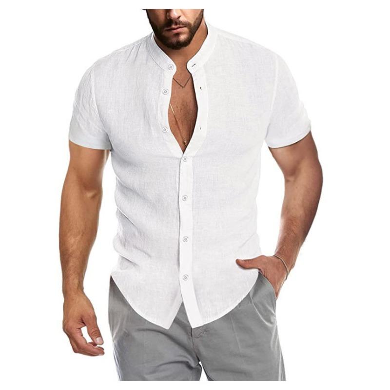 

Летняя мужская рубашка с короткими рукавами и V-образным вырезом Asia Cardigan Standneck Wool S белый