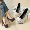 Sexy Super High Heels Women Platform Pumps Polka dot Bow Party Dress Shoes Woman Elegant Wedding Shoes Female 12cm Stilettos