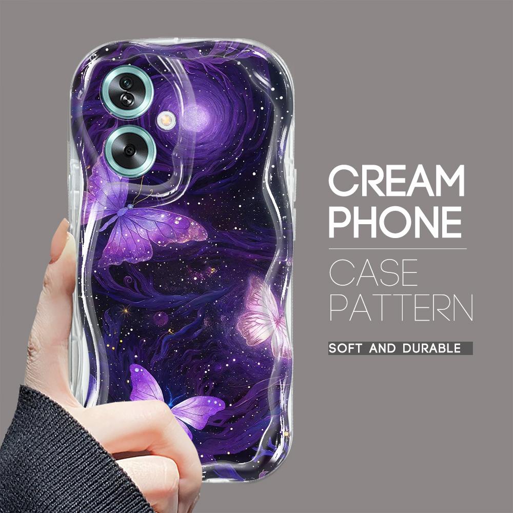 

Милый мультяшный узор, кремовая текстура, мягкий силиконовый чехол с волнистыми краями, чехол для телефона для OPPO Reno Realme Realme 12 5G прозрачный