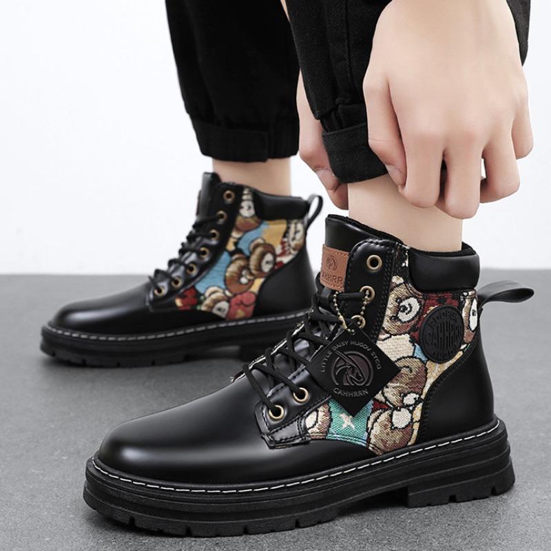 Pánské boty 2024Podzimní móda Vyšívané Vysoké kecky Ležérní boty Platforma Protiskluzné Kotníkové boty Trend Outdoorové boty Chaussure Homme