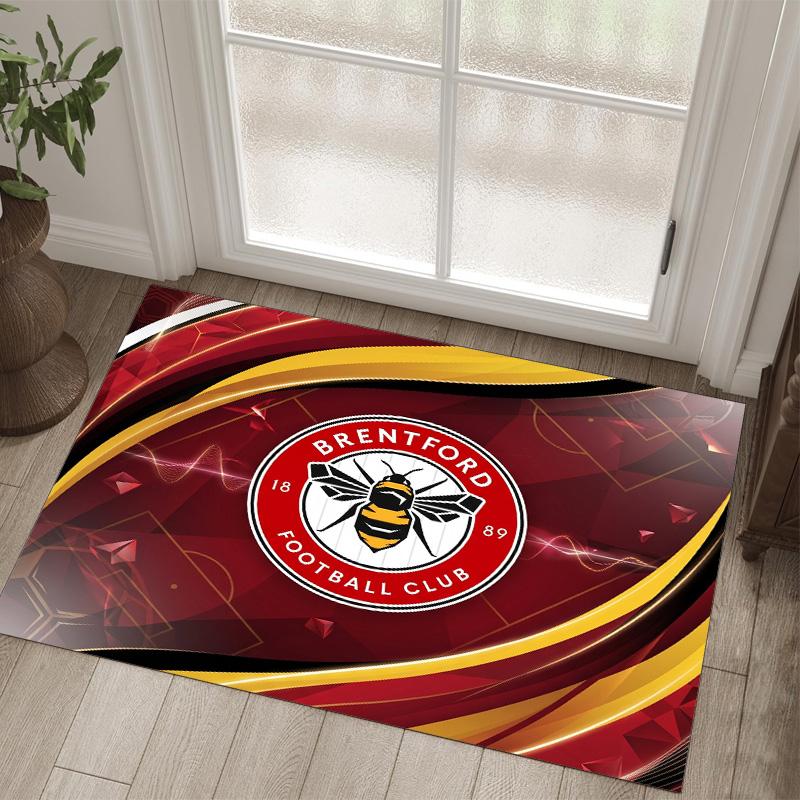 Brentford Football Design Crystal Velvet Carpet Cozy Non?Slip Printed Rug For Bedroom Living Room Entrance